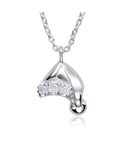 Christmas Hat Designed With CZ Silver Necklace SPE-5229